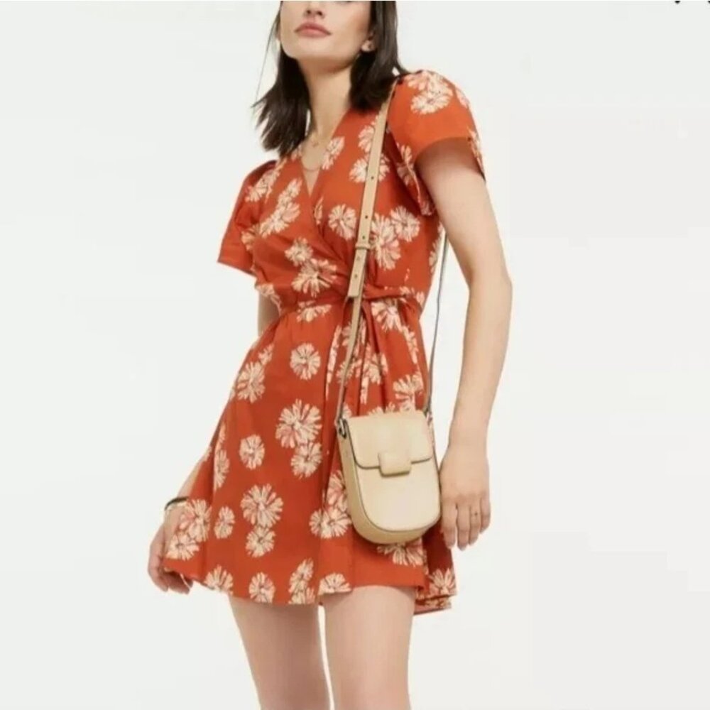 Madewell | rust | floral | lightweight | wrap style | dress | xs